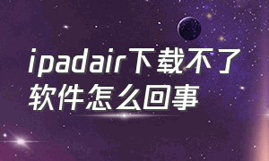 ipadair下载不了软件怎么回事