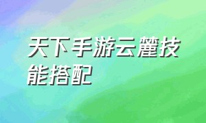 天下手游云麓技能搭配