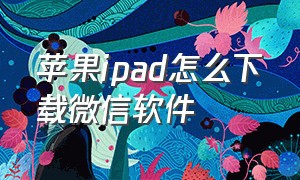 苹果ipad怎么下载微信软件（苹果商店怎么下载ipad微信）