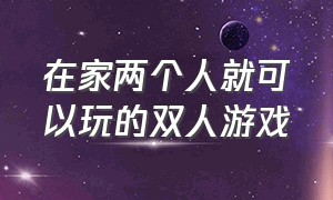 在家两个人就可以玩的双人游戏