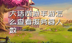 大话西游手游怎么查看服务器人数