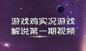 游戏鸡实况游戏解说第一期视频