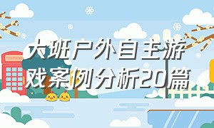 大班户外自主游戏案例分析20篇