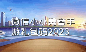 微信小小勇者手游礼包码2023