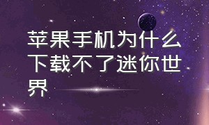 苹果手机为什么下载不了迷你世界