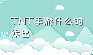 TNT手游什么时候出