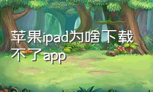 苹果ipad为啥下载不了app