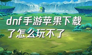 dnf手游苹果下载了怎么玩不了（dnf苹果手游怎么下载）