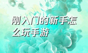 刚入门的新手怎么玩手游