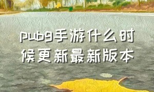 pubg手游什么时候更新最新版本