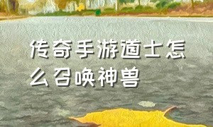 传奇手游道士怎么召唤神兽