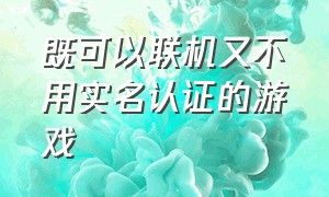 既可以联机又不用实名认证的游戏（不用实名认证但是能联机的游戏）