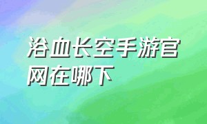 浴血长空手游官网在哪下