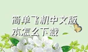 简单飞机中文版本怎么下载（简单飞机官方汉化下载）