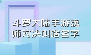 斗罗大陆手游魂师对决叫啥名字