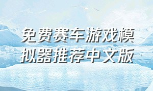 免费赛车游戏模拟器推荐中文版