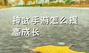 神武手游怎么提高成长（神武手游怎么提高成长等级）