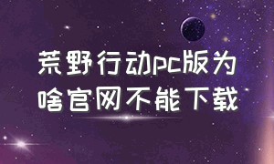 荒野行动pc版为啥官网不能下载