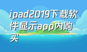 ipad2019下载软件显示app内购买