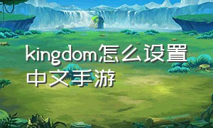 kingdom怎么设置中文手游（kingdom王国游戏怎么注册账号）