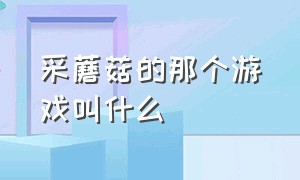 采蘑菇的那个游戏叫什么