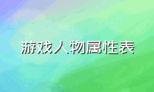 游戏人物属性表（游戏人物属性详细介绍模板）