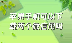 苹果手机可以下载两个微信用吗