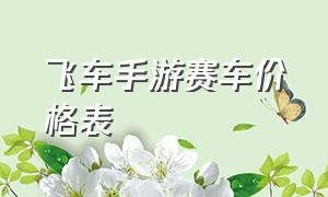 飞车手游赛车价格表