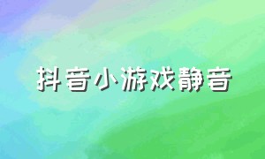 抖音小游戏静音