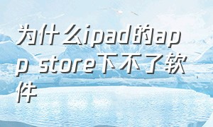 为什么ipad的app store下不了软件