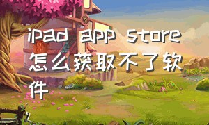 ipad app store怎么获取不了软件（ipad上的app store不见了怎么办）