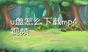 u盘怎么下载mp4视频（u盘怎么下载mp4视频在车上播放）