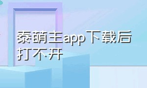 泰萌主app下载后打不开