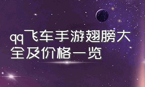 qq飞车手游翅膀大全及价格一览