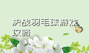 决战羽毛球游戏攻略