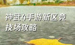 神武4手游新区竞技场攻略