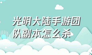 光明大陆手游团队副本怎么杀（光明大陆手游官网玩家多吗）