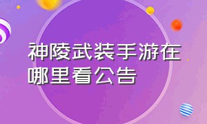 神陵武装手游在哪里看公告