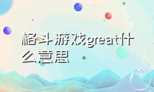 格斗游戏great什么意思（格斗游戏操作术语是什么）