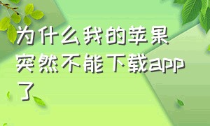 为什么我的苹果突然不能下载app了