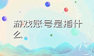 游戏账号是指什么