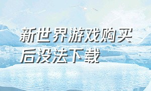 新世界游戏购买后没法下载