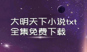 大明天下小说txt全集免费下载