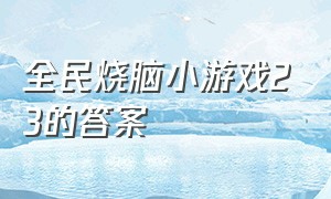 全民烧脑小游戏23的答案