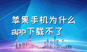 苹果手机为什么app下载不了