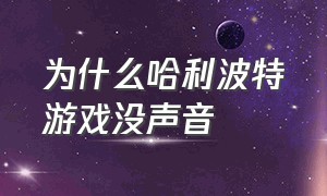 为什么哈利波特游戏没声音（哈利波特游戏为什么一进就黑屏）