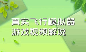 真实飞行模拟器游戏视频解说