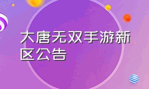 大唐无双手游新区公告