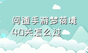 问道手游梦荷境40关怎么过（问道手游洛书世外荒漠40关怎么过）