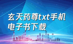 玄天药尊txt手机电子书下载